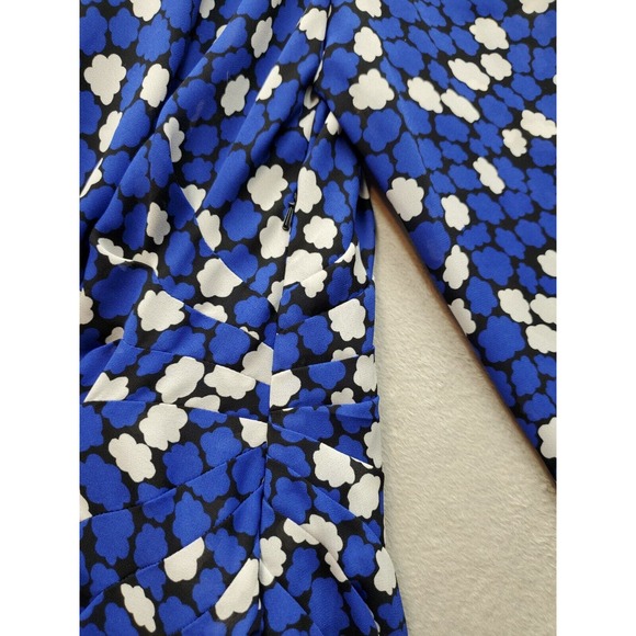 Liz Roberts Wrap Dress Womens Medium Blue Floral Lined Twisted Waist Side Zipper - Picture 10 of 11